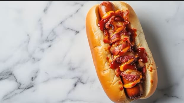 Bacon-Wrapped and Deep Fried Jumbo Dog.