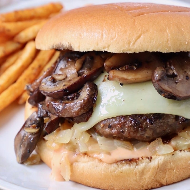 Mushroom Swiss Burger.