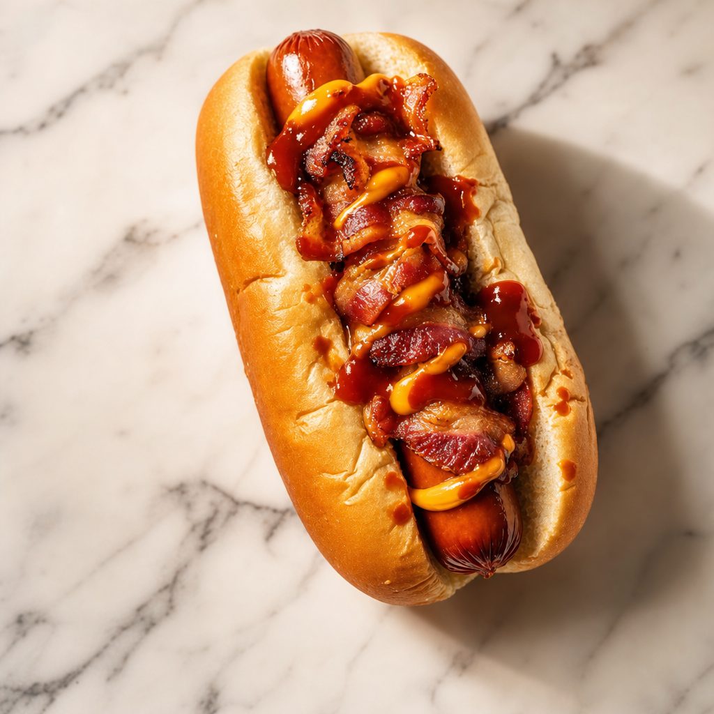 Bacon-Wrapped and Deep Fried Jumbo Dog.
